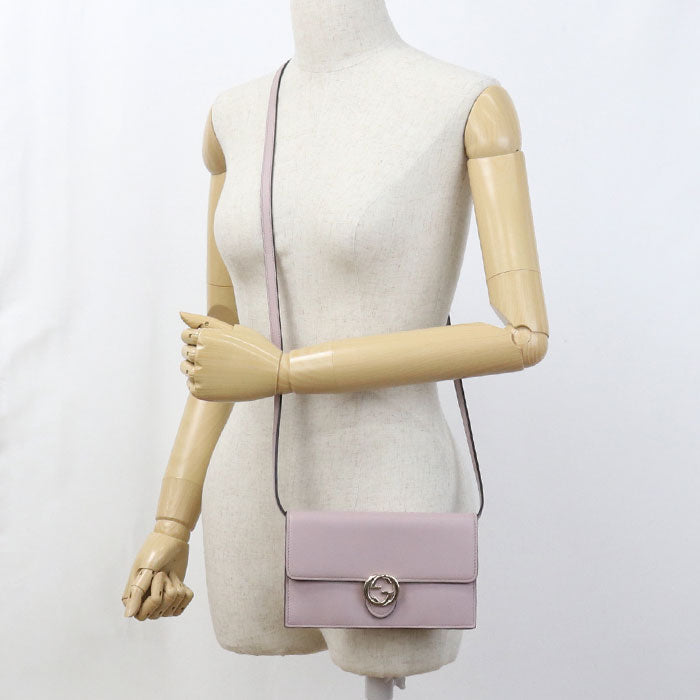 GUCCI 369664 Interlocking G Purse folio leather pink Women