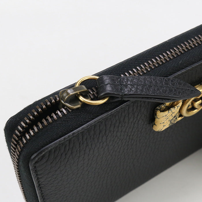 GUCCI 750458 zip around long wallet Interlocking G PurseZip leather black Women