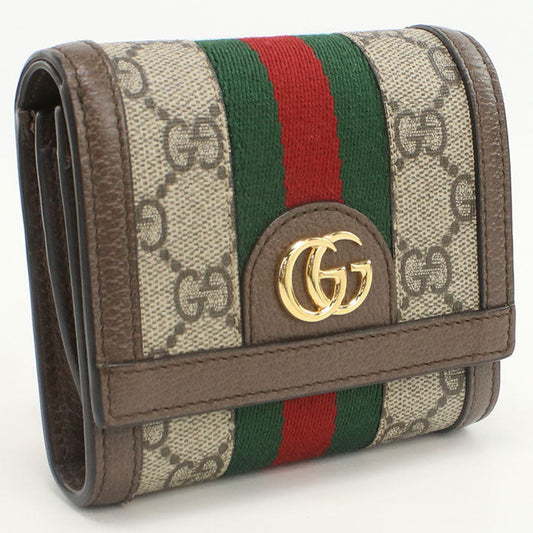 GUCCI 598662 GG Card Case wallet Ofidia Folded wallet PVC leather beige Women