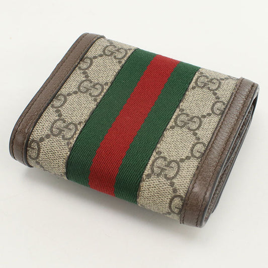 GUCCI 598662 GG Card Case wallet Ofidia Folded wallet PVC leather beige Women