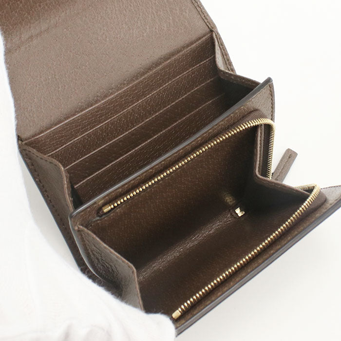 GUCCI 598662 GG Card Case wallet Ofidia Folded wallet PVC leather beige Women