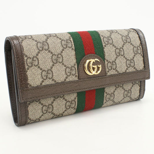 GUCCI 523153 GG Continental Wallet Ofidia with PVC leather beige Women