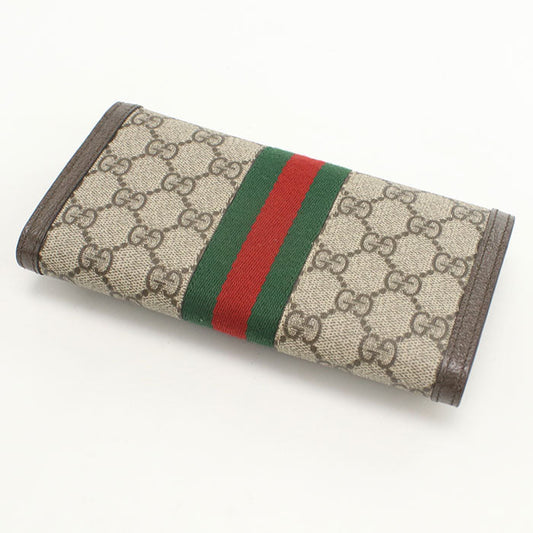 GUCCI 523153 GG Continental Wallet Ofidia with PVC leather beige Women