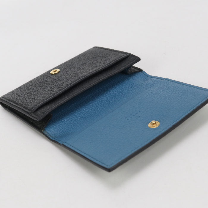 GUCCI 739389 Gucci logo name card holder leather black unisex