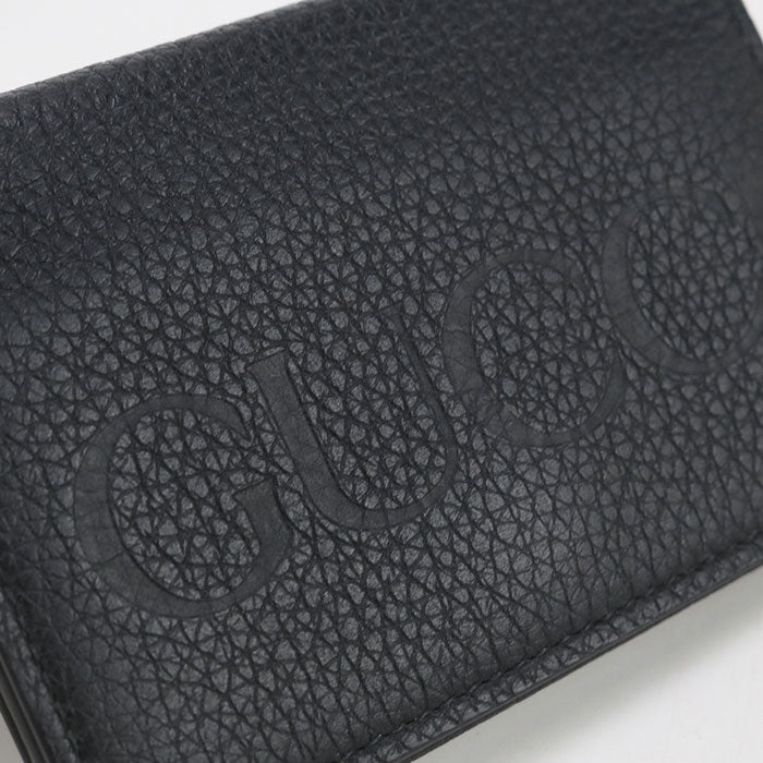 GUCCI 739389 Gucci logo name card holder leather black unisex