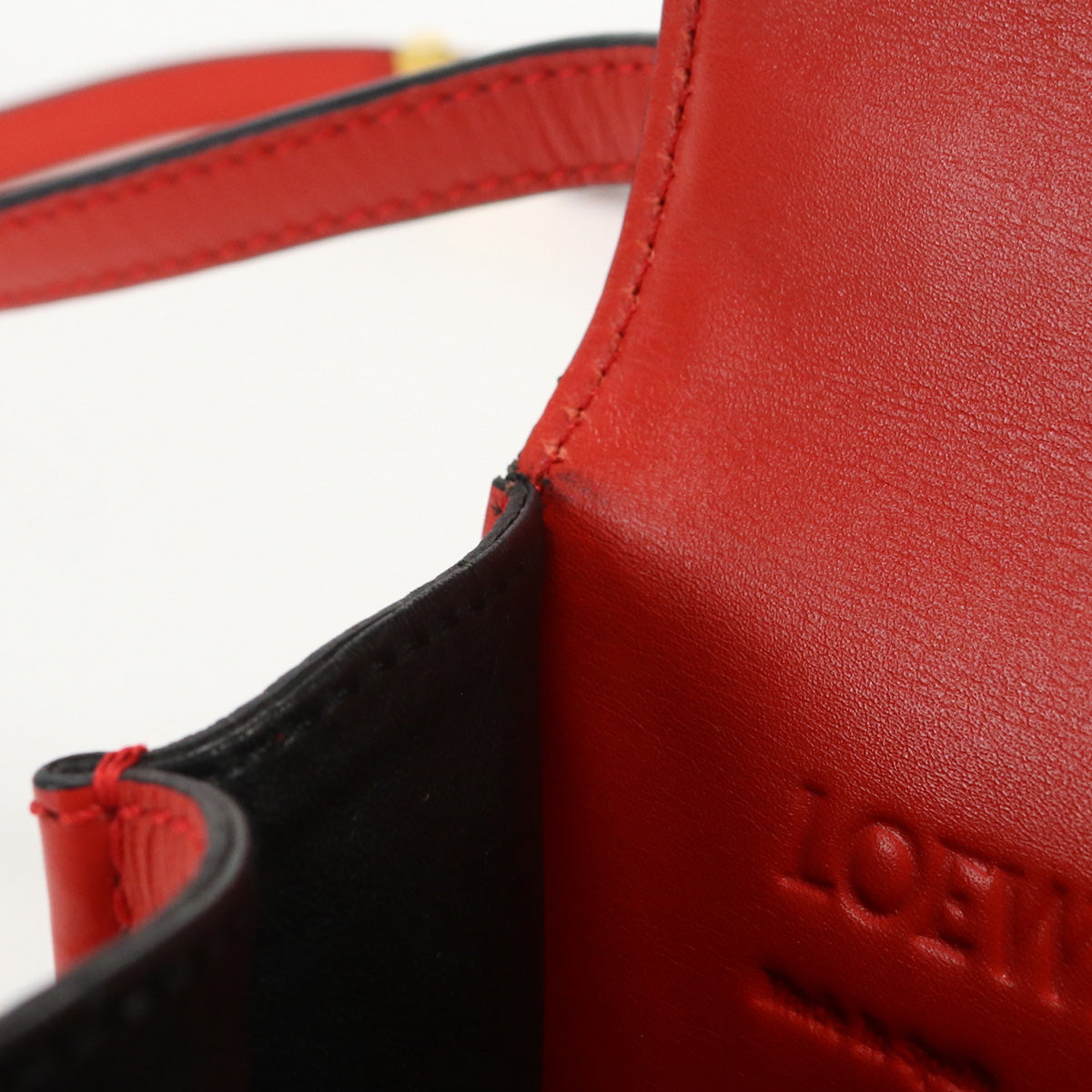 LOEWE Barcelona Shoulder Bag Diagonal Calfskin Women color red