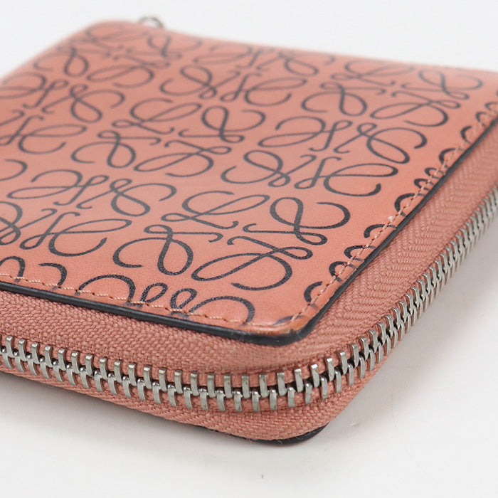 LOEWE Square Zip Wallet anagram Bi-fold with coin purse Calfskin pink Women