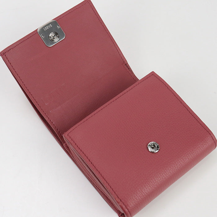LOEWE C821L57X01 Compact Flap anagram Bi-fold wallet Calfskin pink Women