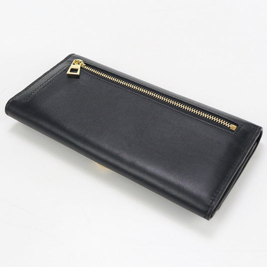 LOEWE T56CANBACWX01LE anagram Continental Long wallet coin leather Black Women