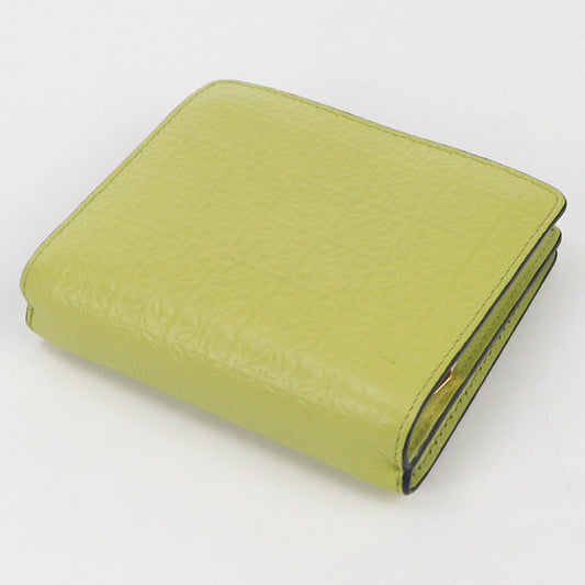 LOEWE C499Z41X04 4081 Bi-fold wallet Repeat anagram Compact zip wallet embossed silk calf Lime Yellow Women