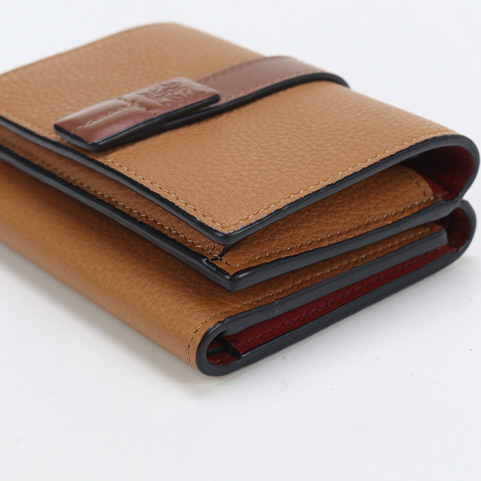 LOEWE Trifold wallet Three fold wallet Calfskin brown Women