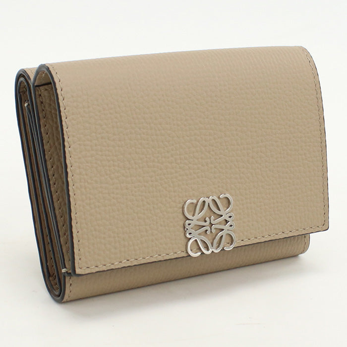 LOEWE C821S33X01 Tri-fold wallet Anagram Vertical Wallet Flap wallet Calfskin beige Women