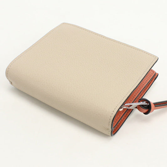 LOEWE C660Z41X01 Bi-fold wallet anagram Compact zip wallet Calfskin beige Women