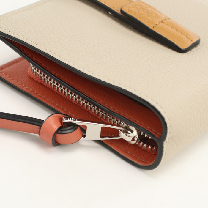 LOEWE C660Z41X01 Bi-fold wallet anagram Compact zip wallet Calfskin beige Women