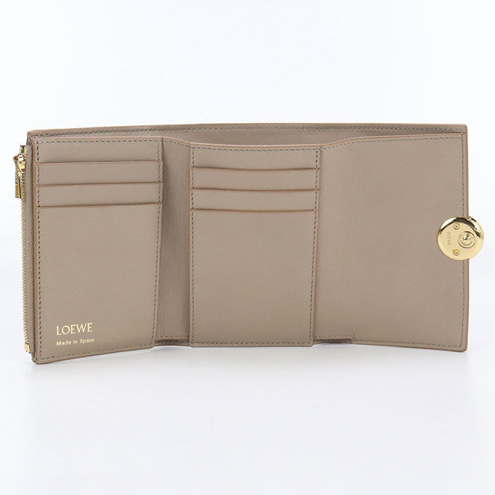 LOEWE LO93372 Vertical wallet small Three fold wallet Calfskin beige Women