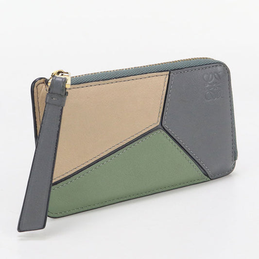 LOEWE Coin card holder puzzle Coin Pocket Calfskin gray mens