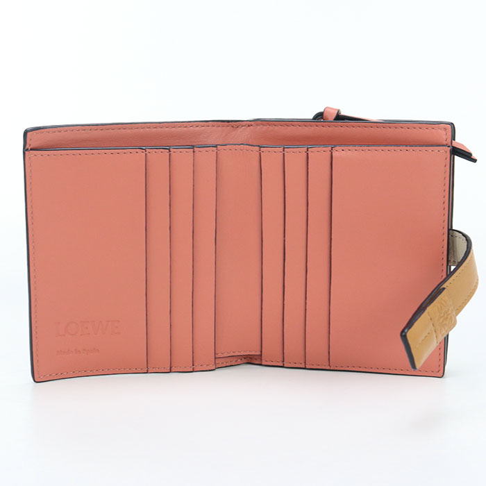 LOEWE C660Z41X02 Compact zip Folded wallet Calfskin beige Women