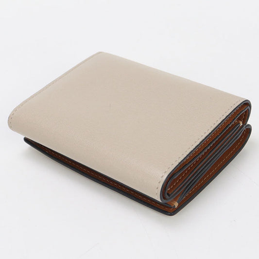 LOEWE C500TR2X01 Trifold anagram Three fold wallet Calfskin beige Women