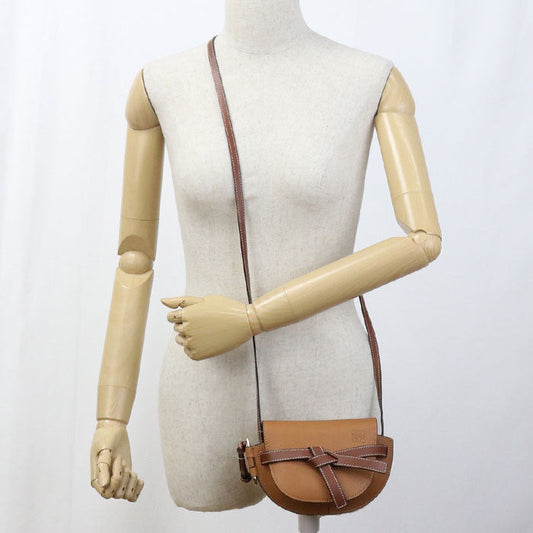 LOEWE 321.12.U62 gatedual bag mini Diagonal Shoulder Bag Calfskin brown Women