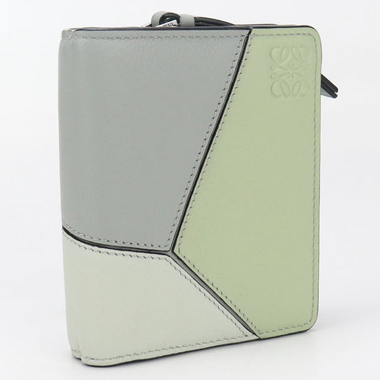 LOEWE C510Z41X01 Bifold wallet puzzle Compact Zipper Wallet Calf leather green Women