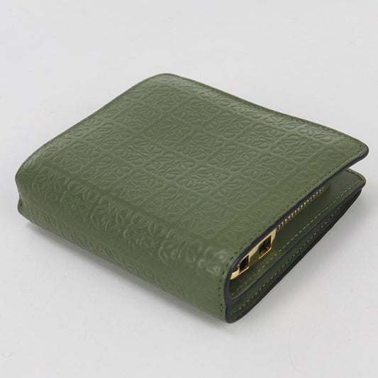LOEWE C499Z41X03 Compact zip repeat Folded wallet Calfskin green Women