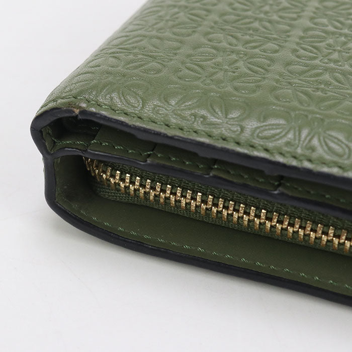 LOEWE C499Z41X03 Compact zip repeat Folded wallet Calfskin green Women