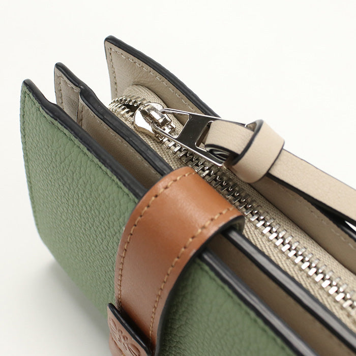 LOEWE Compact zip wallet Folded wallet Calfskin green Women
