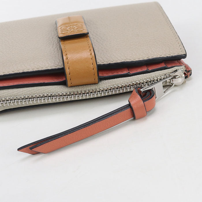 LOEWE C660P3002 Bi-fold wallet Slim Zip Calfskin beige Women