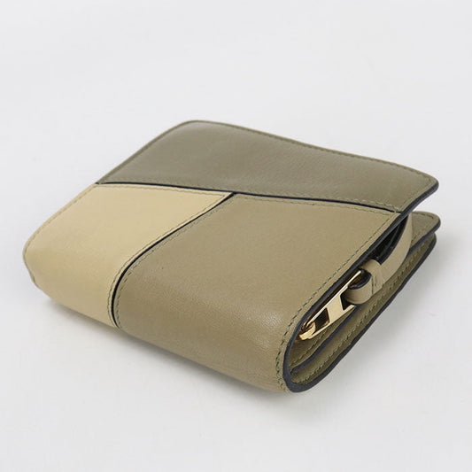 LOEWE C510Z41X01 Compact zip wallet puzzle Folded leather khaki Women