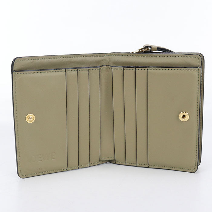 LOEWE C510Z41X01 Compact zip wallet puzzle Folded leather khaki Women