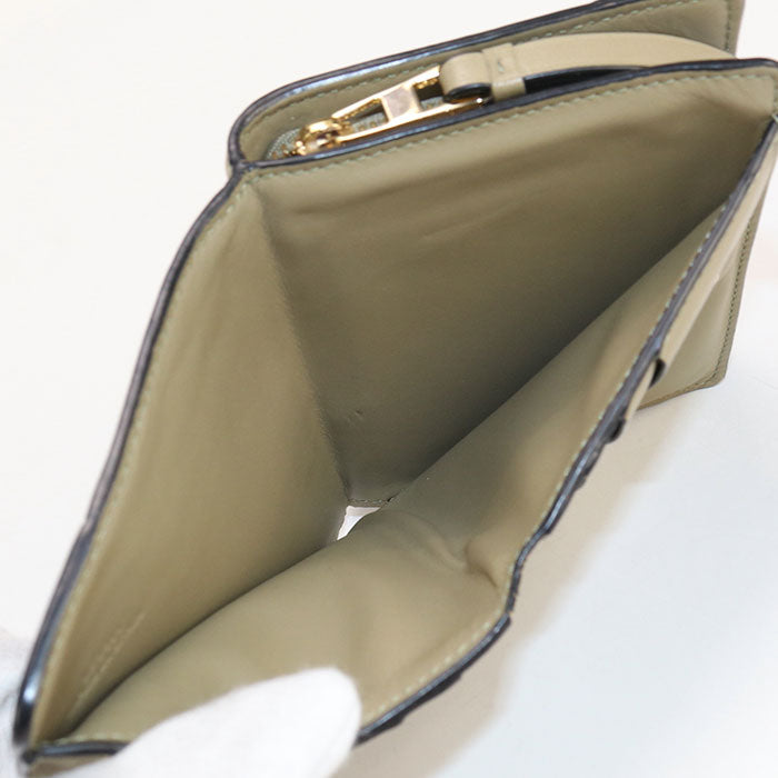LOEWE C510Z41X01 Compact zip wallet puzzle Folded leather khaki Women