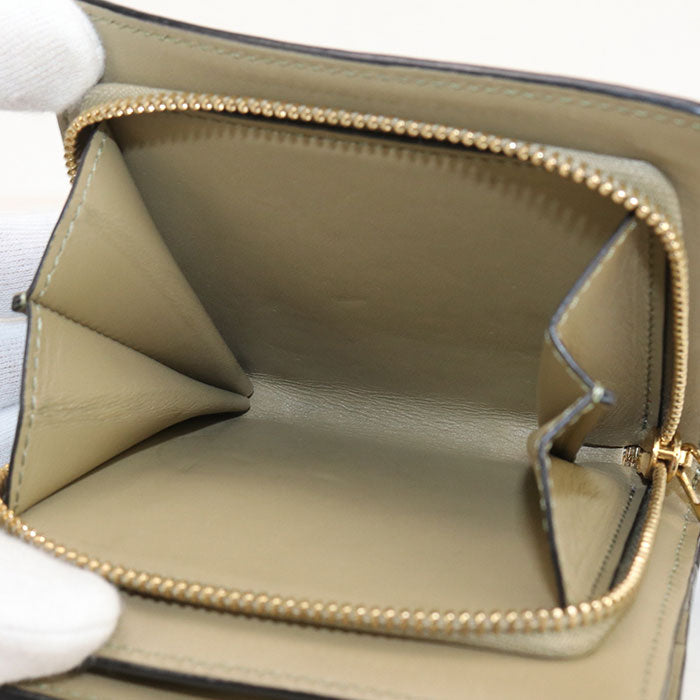 LOEWE C510Z41X01 Compact zip wallet puzzle Folded leather khaki Women