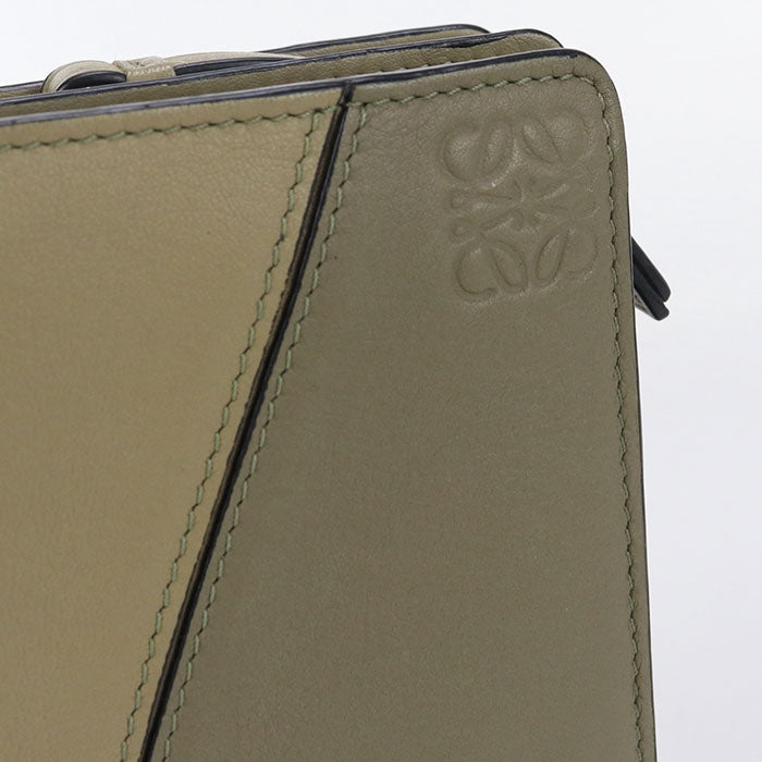 LOEWE C510Z41X01 Compact zip wallet puzzle Folded leather khaki Women
