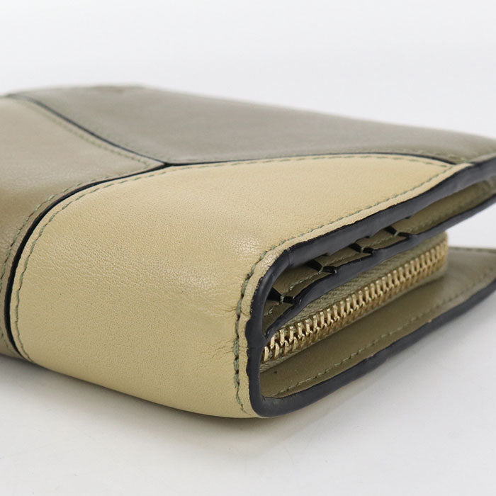 LOEWE C510Z41X01 Compact zip wallet puzzle Folded leather khaki Women