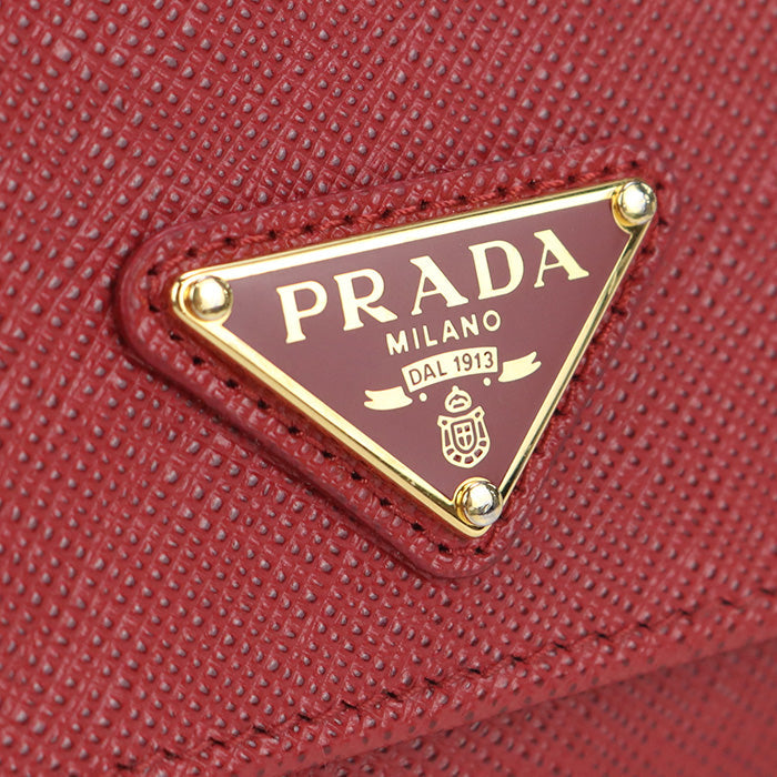 PRADA Three fold wallet/Safiano leather Red Women