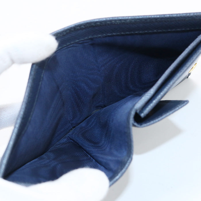 PRADA 1MV204 Saffiano Leather Wallet Bi-fold wallet with coin purse/Safiano Navy Women