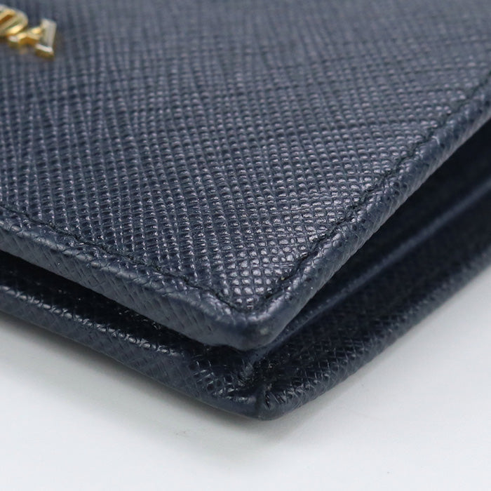 PRADA 1MV204 Saffiano Leather Wallet Bi-fold wallet with coin purse/Safiano Navy Women