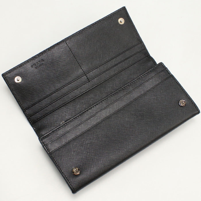 PRADA 1MH132 Long wallet purse Saffiano Bifold Long Wallet leather black Women
