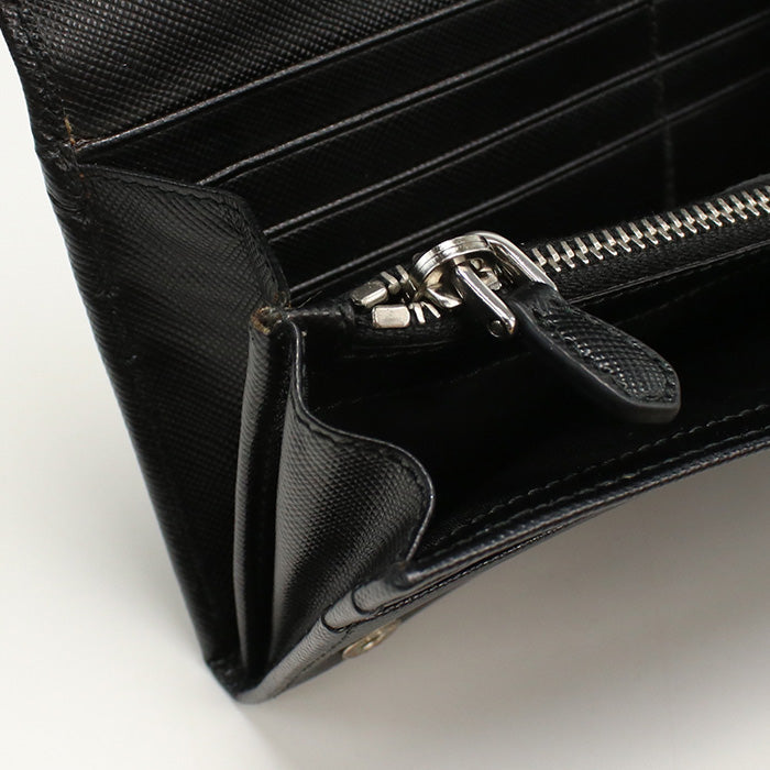 PRADA 1MH132 Long wallet purse Saffiano Bifold Long Wallet leather black Women
