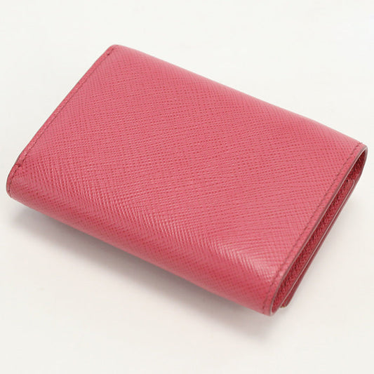 PRADA 1MH021 Tri-fold wallet Safiano Compact wallet leather pink Women