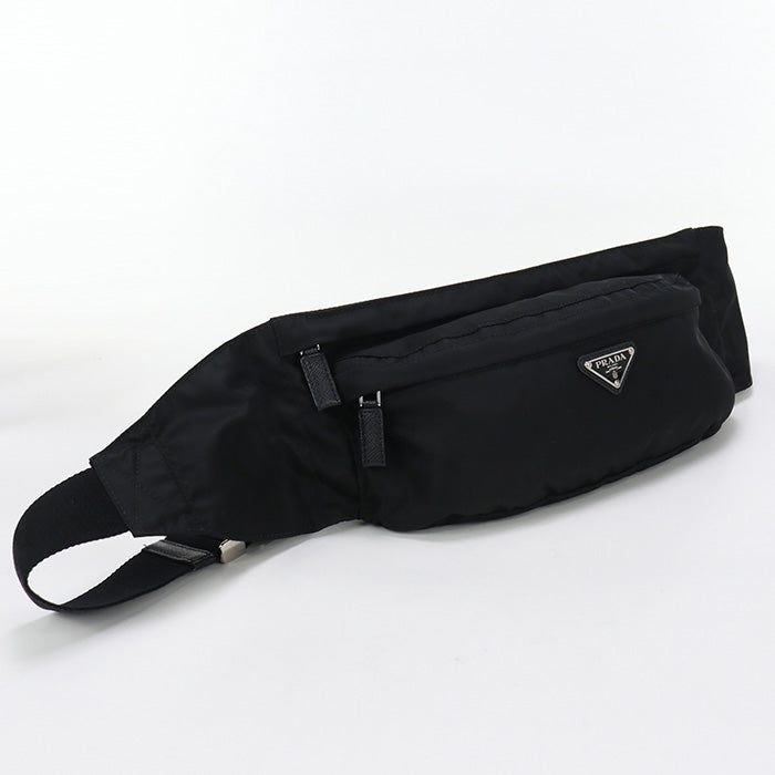 PRADA 2VL132 body bag Triangular plate Belt bag Waist bag Nylon black unisex