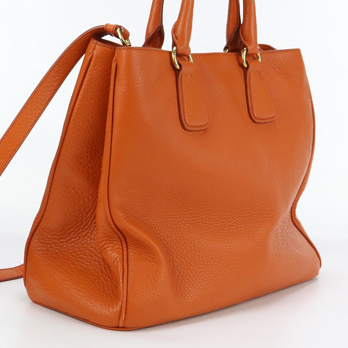 PRADA 2WAYTote Bag Tote leather orange Women