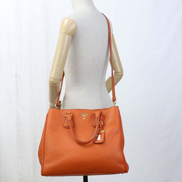 PRADA 2WAYTote Bag Tote leather orange Women