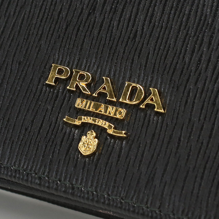 PRADA PR83772 Leather card holder name Black unisex
