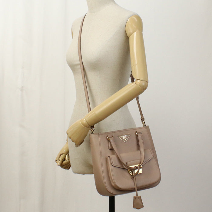 PRADA 1BA254 Tote Bag Safiano 2WAY Tote Bag leather CIRRIA (Pink Beige) Women