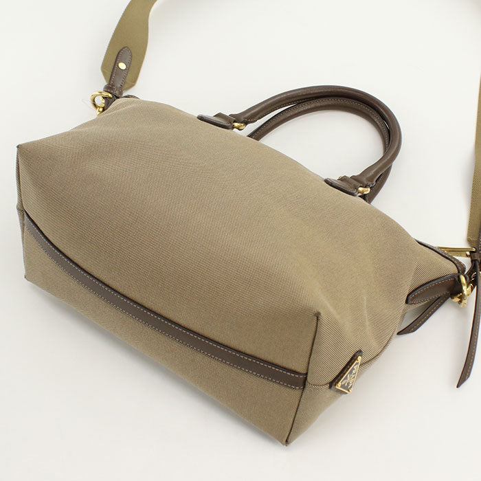 PRADA 2WAY handbag leather/Jacquard beige Women