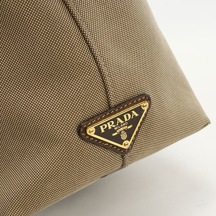PRADA 2WAY handbag leather/Jacquard beige Women