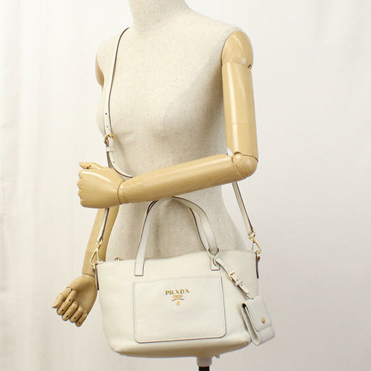 PRADA 1BA068 2WAY Handbag Calfskin white Women