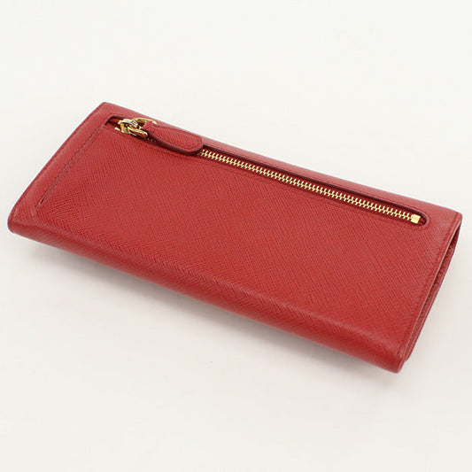 PRADA PR86370 Saffiano leather long wallet double fold coin purse Red Women