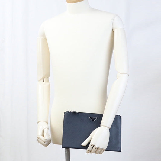PRADA Saffiano leather Clutch bag navy mens